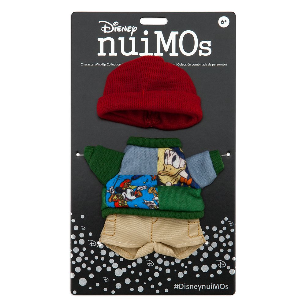 Disney nuiMOs Outfit – Hoodie with Character Art, Beige Shorts, and Red Beanie