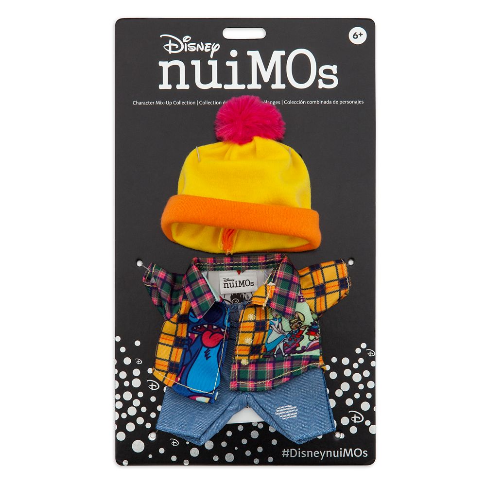 Disney nuiMOs Outfit – Plaid Shirt with Character Art and Denim Jeans with Pom Pom Hat