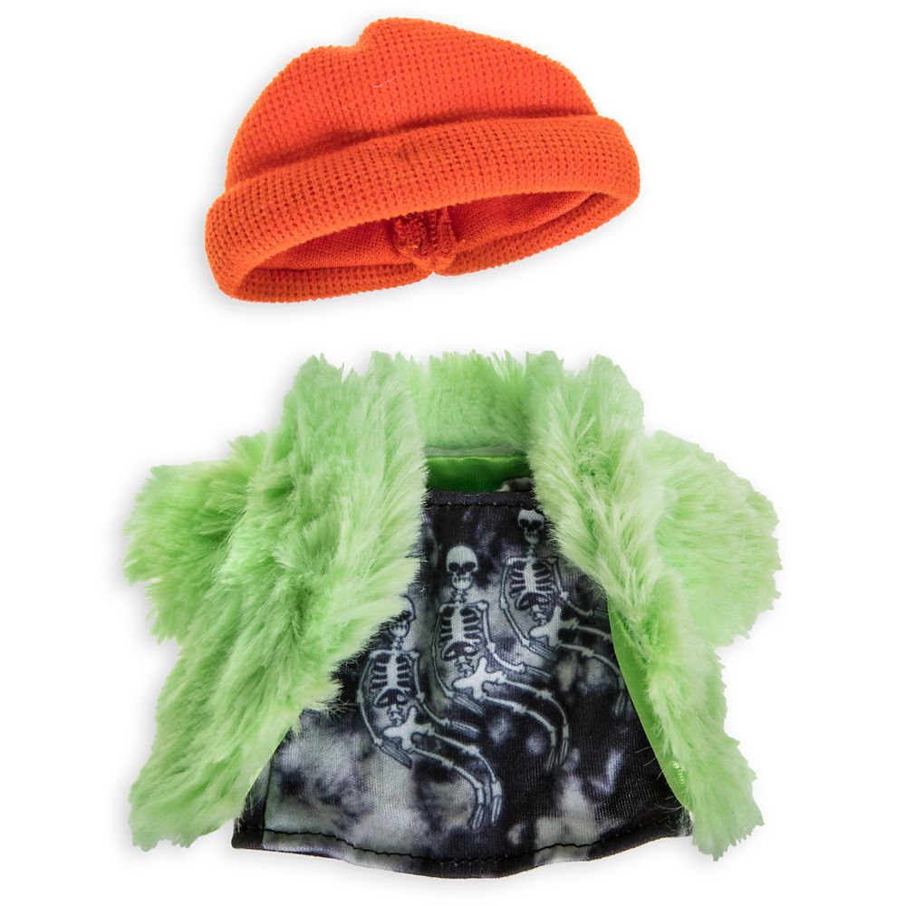 Disney nuiMOs Outfit – Acid Wash T-Shirt Dress, Green Jacket, and Orange Beanie is now available online