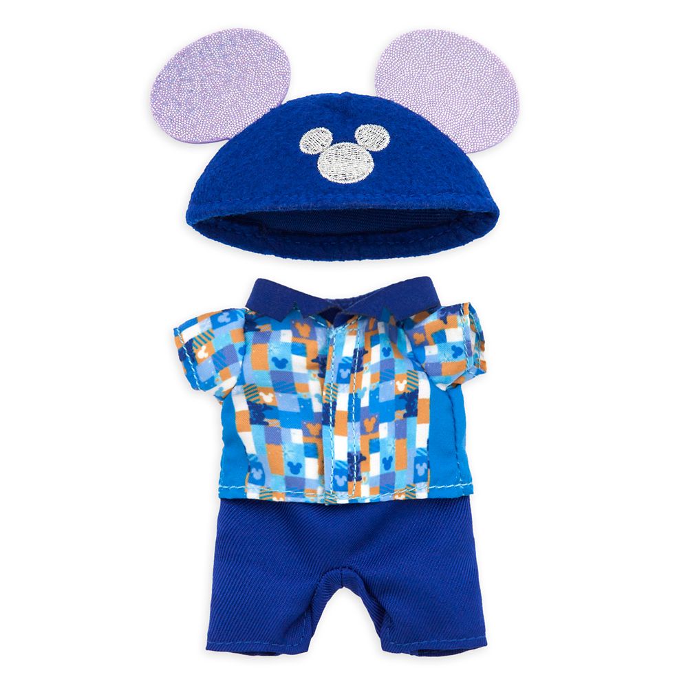 Disney nuiMOs Outfit – Celebration Print Shirt with Blue Pants and Blue Ear Hat – Walt Disney World 50th Anniversary now available for purchase