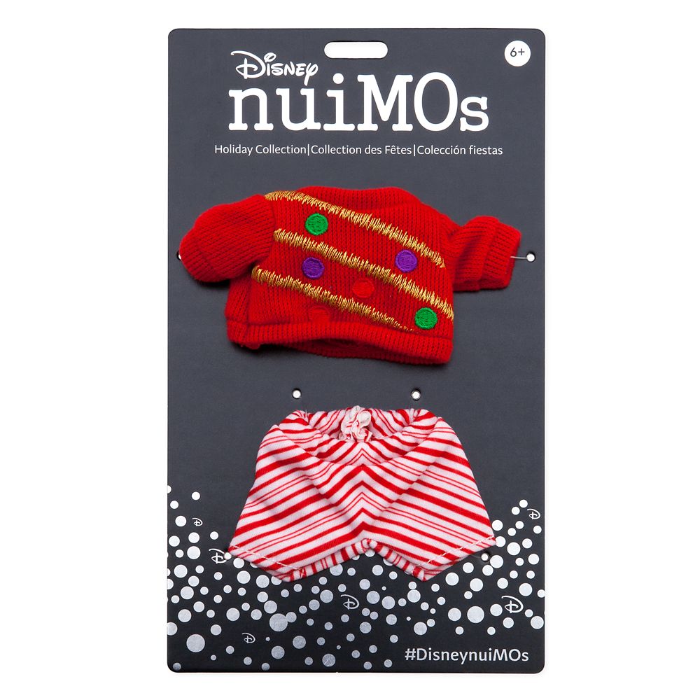 Disney nuiMOs Outfit – Red Holiday Sweater with Candy Cane Striped Pants