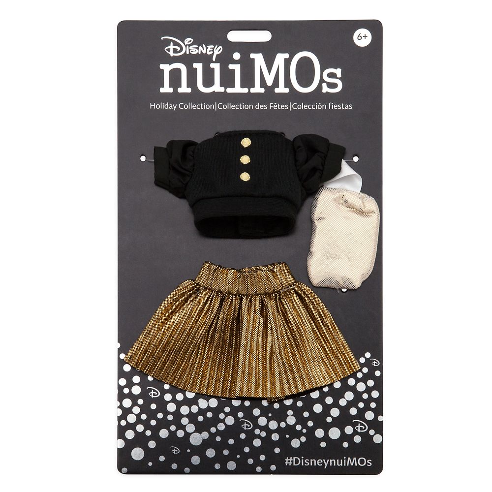 Disney nuiMOs Outfit – Black Sweater with Gold Pleated Skirt and Gold Clutch