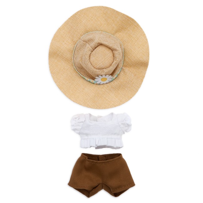 Disney nuiMOs Outfit – White Smocked Blouse with Brown Pants and Straw Hat