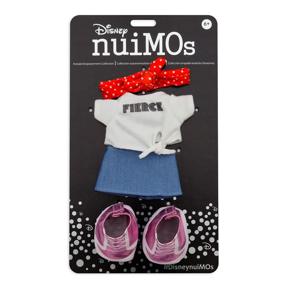Disney nuiMOs Outfit – White Graphic T-Shirt with Denim Skirt, Sneakers, and Headband