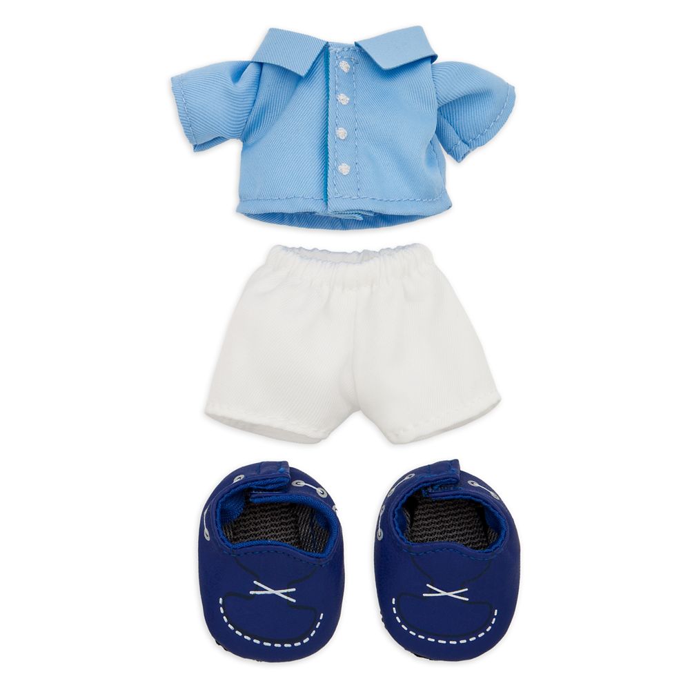 Disney nuiMOs Outfit – Blue Button-Down Shirt with White Swim Trunks and Boat Shoes is now out