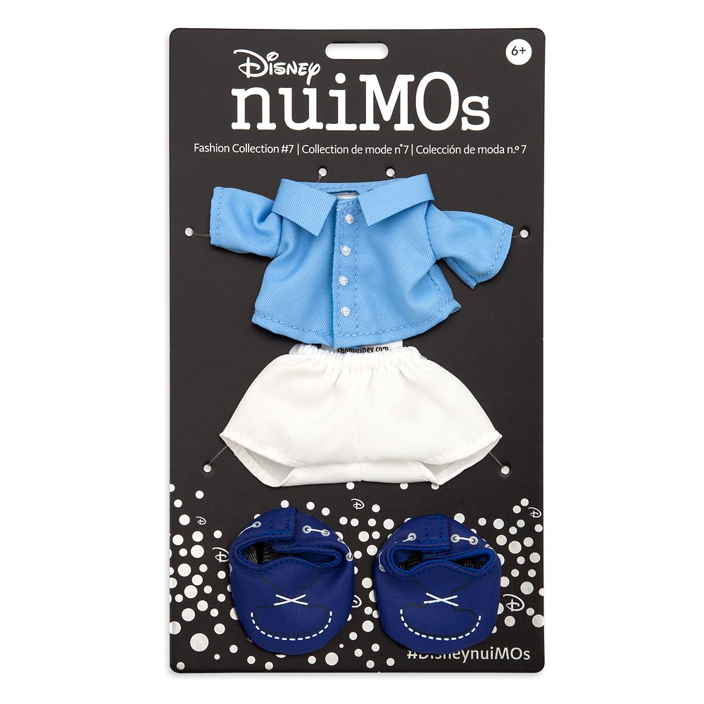 Disney nuiMOs Outfit – Blue Button-Down Shirt with White Swim Trunks and Boat Shoes