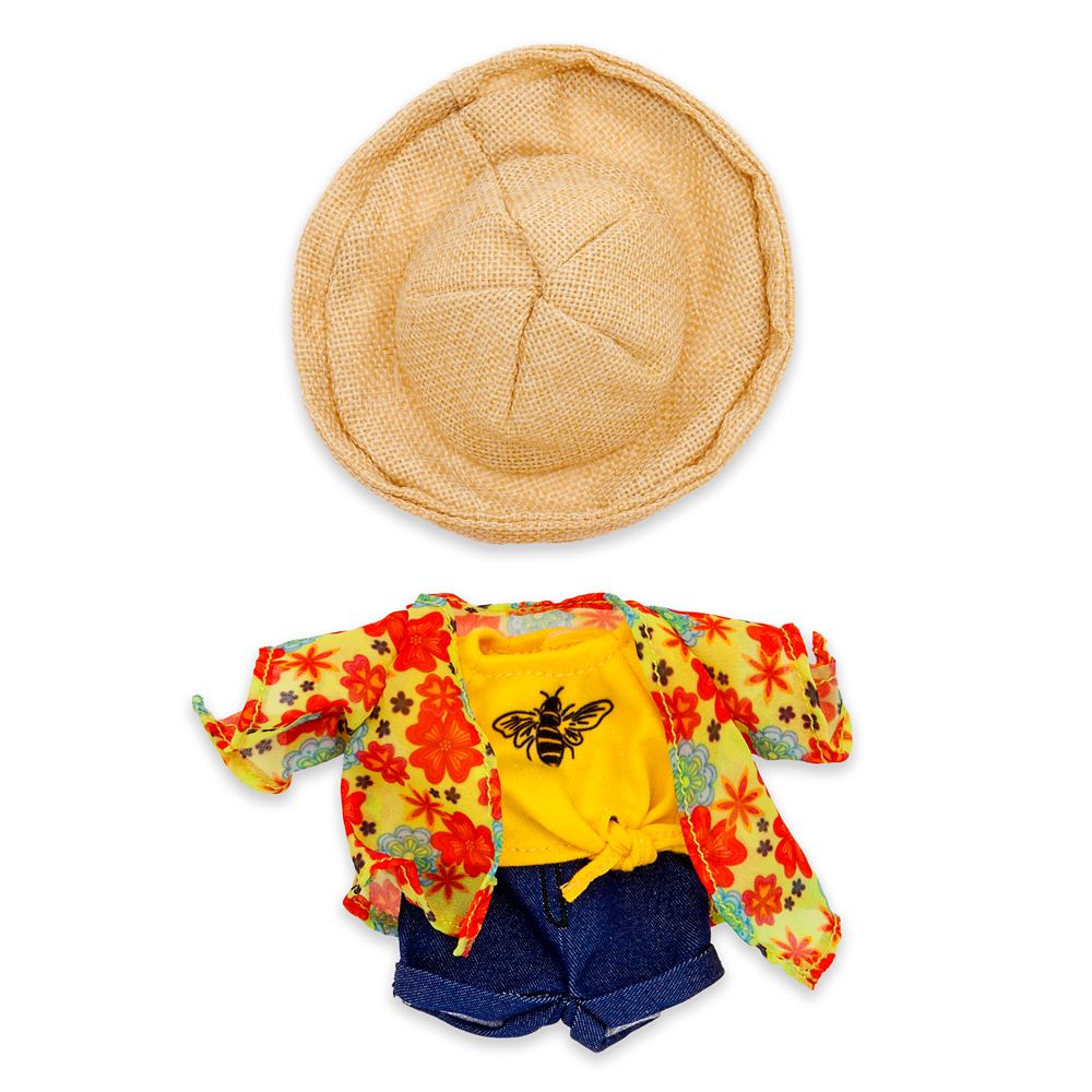 Disney nuiMOs Outfit – Graphic T-shirt with Patterned Kimono, Jeans and Sun Hat here now