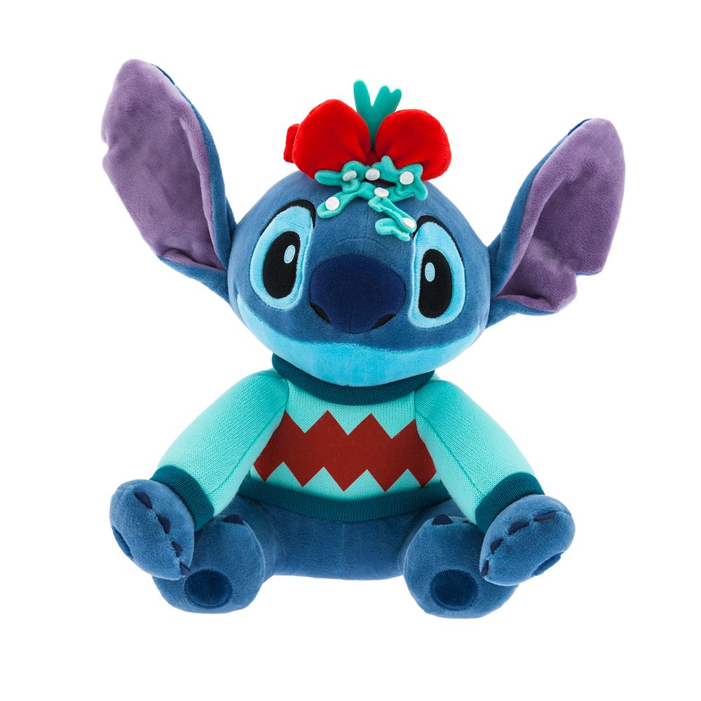 Disney Store Cuddleez Stitch Medium Plush 12 1/4 Plaid Christmas Stuffed  Toy 