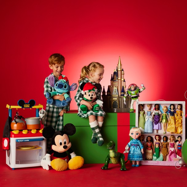 Disney Store Cuddleez Stitch Medium Plush 12 1/4 Plaid Christmas