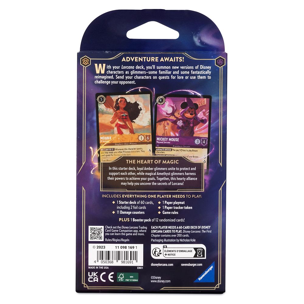 Disney Lorcana Trading Card Game by Ravensburger – The First Chapter – Starter Deck –  Mickey Mouse and Moana