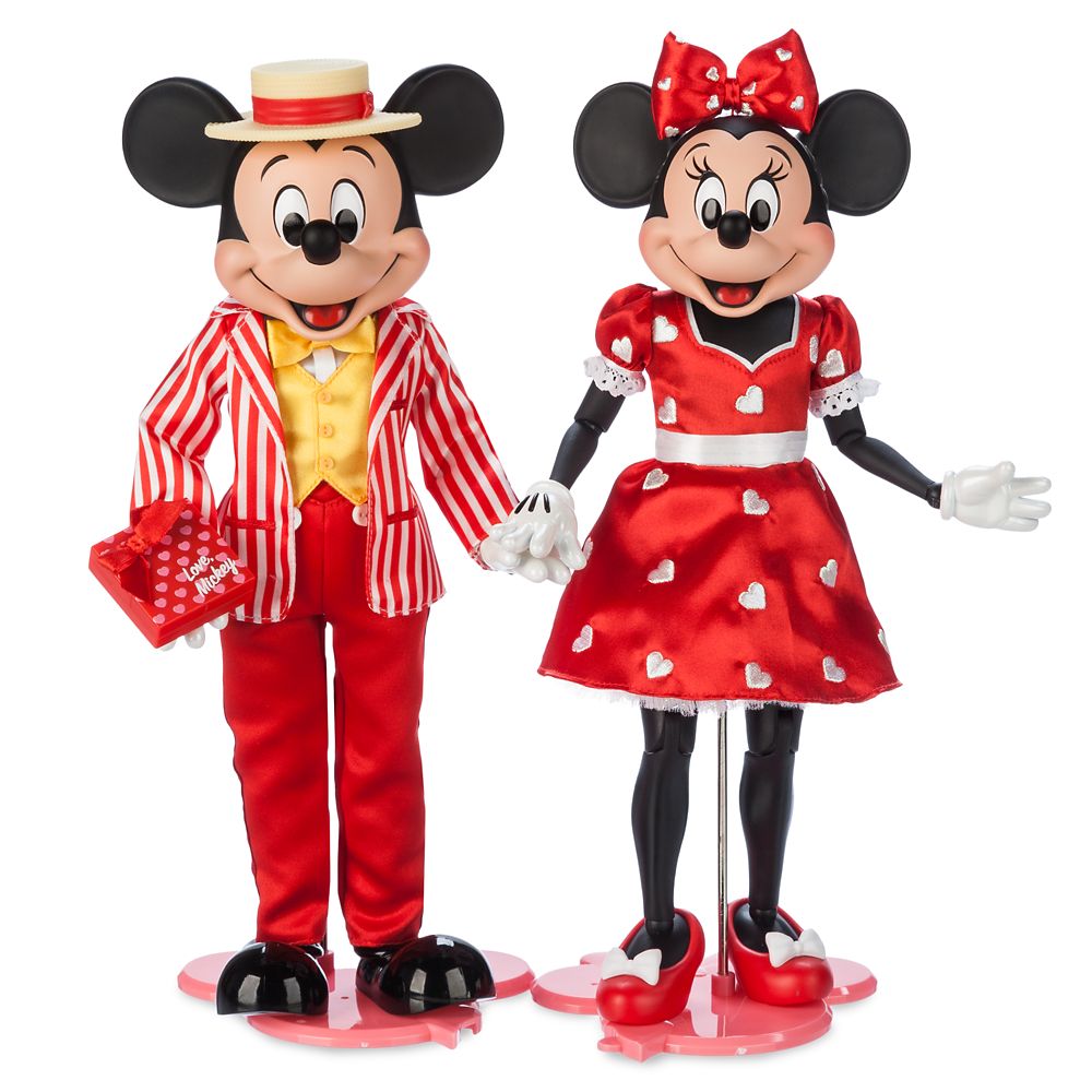 Mickey Mouse And Minnie Mouse Valentines Day Limited Edition Doll Set 12 Disney Store 3914