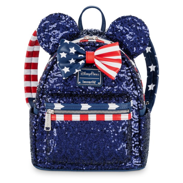 Minnie Mouse Sequined Stars and Stripes Loungefly Mini Backpack