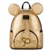 Mickey Mouse Walt Disney World 50th Anniversary Genuine Leather Gold Loungefly Mini Backpack