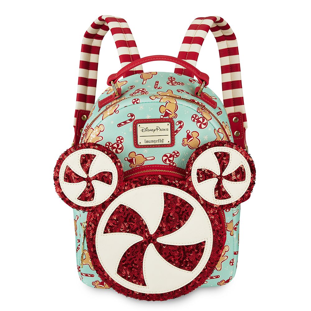 Mickey Mouse Holiday Treats Loungefly Mini Backpack Official shopDisney with Peppermint Swirls. One of the best Loungefly Disney Christmas Backpacks.