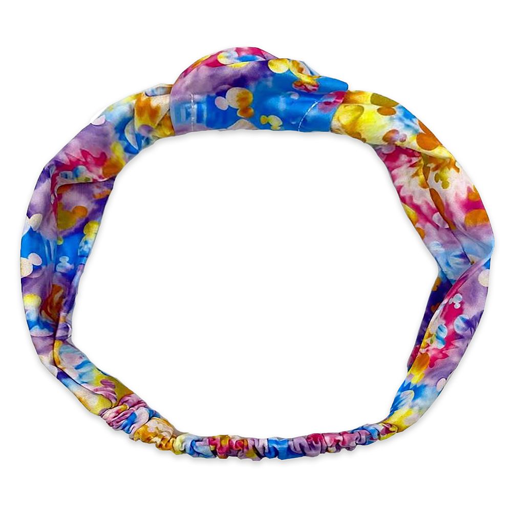 Mickey Mouse Icon Rainbow Tie-Dye Wrap Headband for Adults