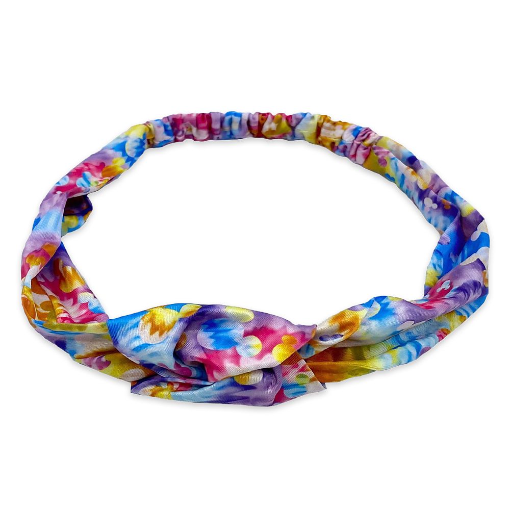 Mickey Mouse Icon Rainbow Tie-Dye Wrap Headband for Adults