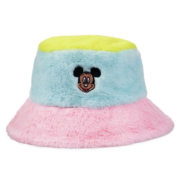 Mickey Mouse Fuzzy Color Block Bucket Hat