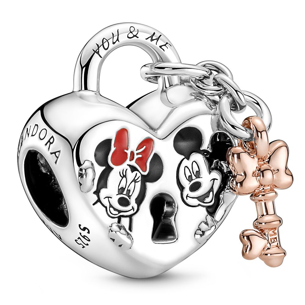 Mickey and Minnie Mouse Heart Padlock Charm by Pandora Jewelry