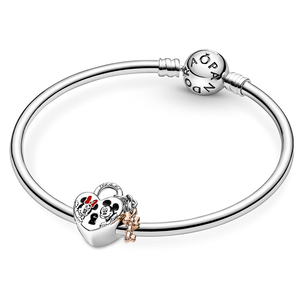 Mickey and Minnie Mouse Heart Padlock Charm by Pandora Jewelry