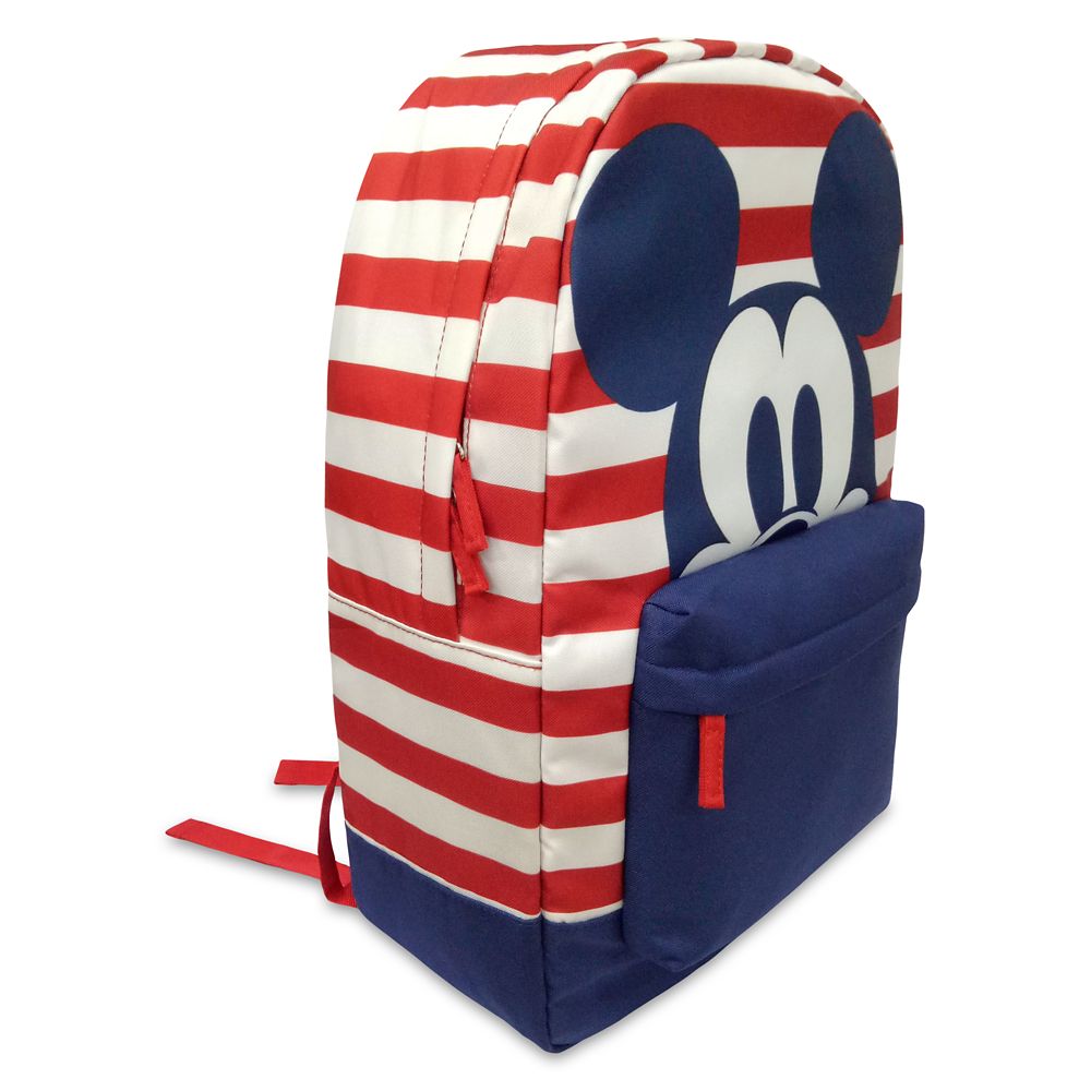 backpack with red and white stripes inside