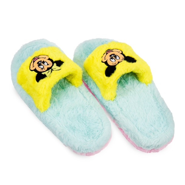 Mickey and Minnie Mouse Fuzzy Slippers for Adults