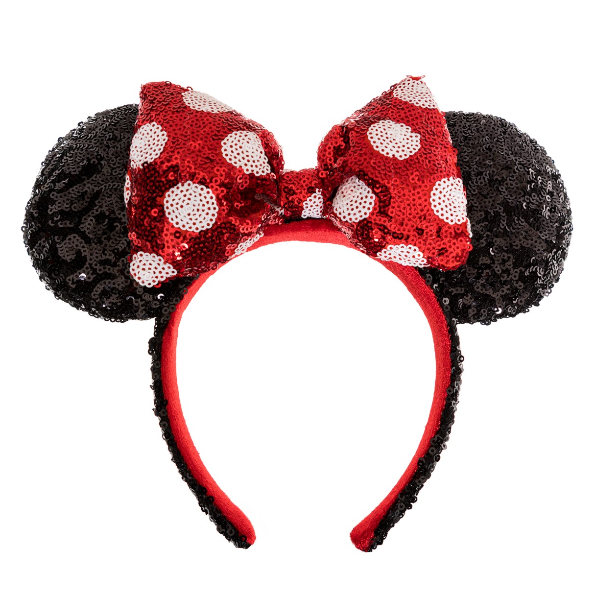 Minnie Mouse Sequin Ear Headband with Sequin Polka Dot Bow for Adults