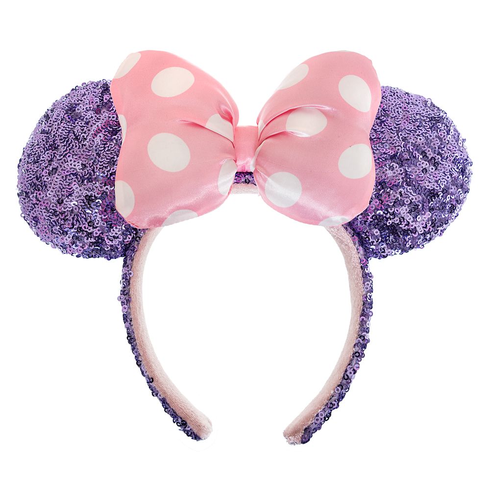 Minnie Mouse Sequin Ear Headband with Polka Dot Bow for Adults –  Purple is available online for purchase