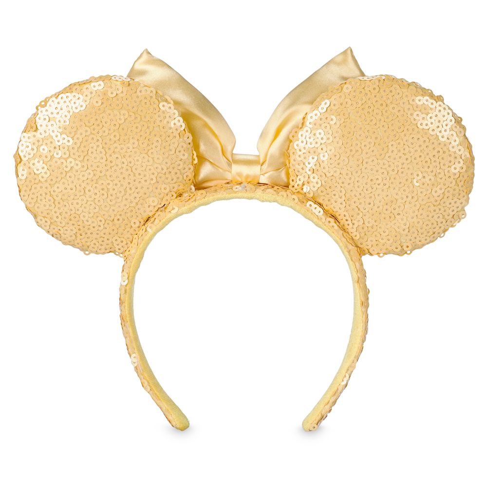Minnie Mouse Ear Headband with Bow for Adults – Yellow Sequins