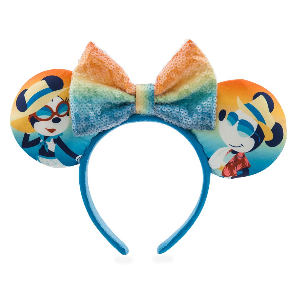Mickey and Minnie Mouse Ear Headband with Sequined Bow for Adults – Disney Cruise Line here now