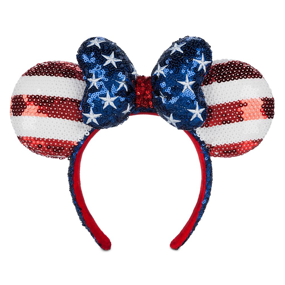 Minnie Mouse Americana Sequined Ear Headband with Bow for Adults – Buy Now