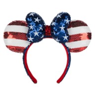 Minnie Mouse Americana Sequined Ear Headband with Bow for Adults