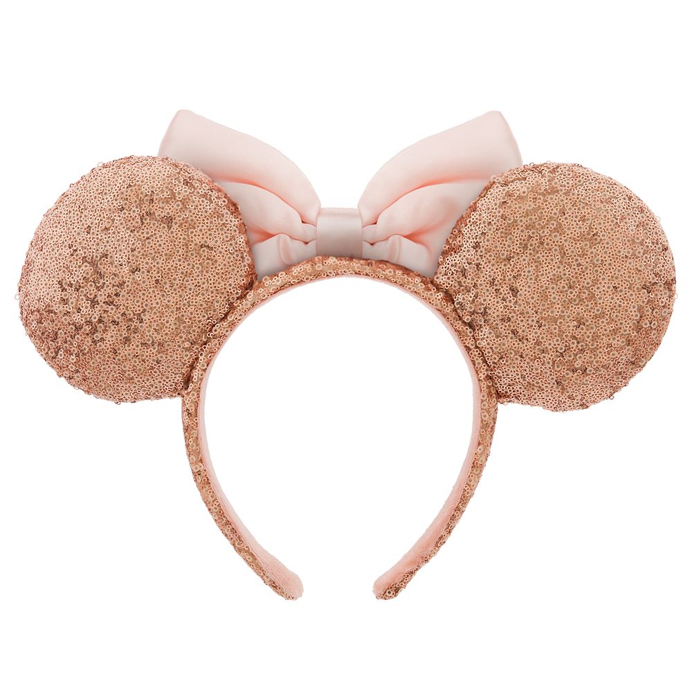 Minnie Mouse Sequin Ear Headband for Adults – Rose Gold & Pink