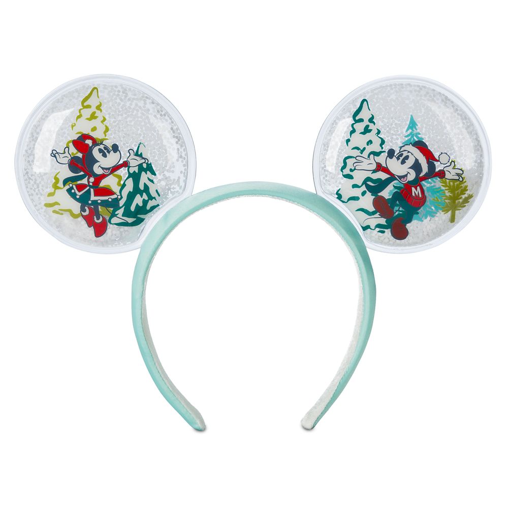 Mickey and Minnie Mouse Snow Globe Ear Headband for Adults available online for purchase
