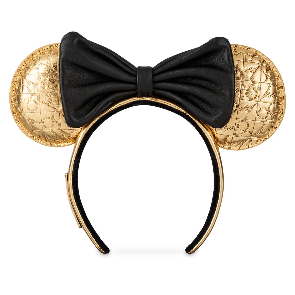 Walt Disney World 50th Anniversary Loungefly Leather Minnie Mouse Ear Headband for Adults