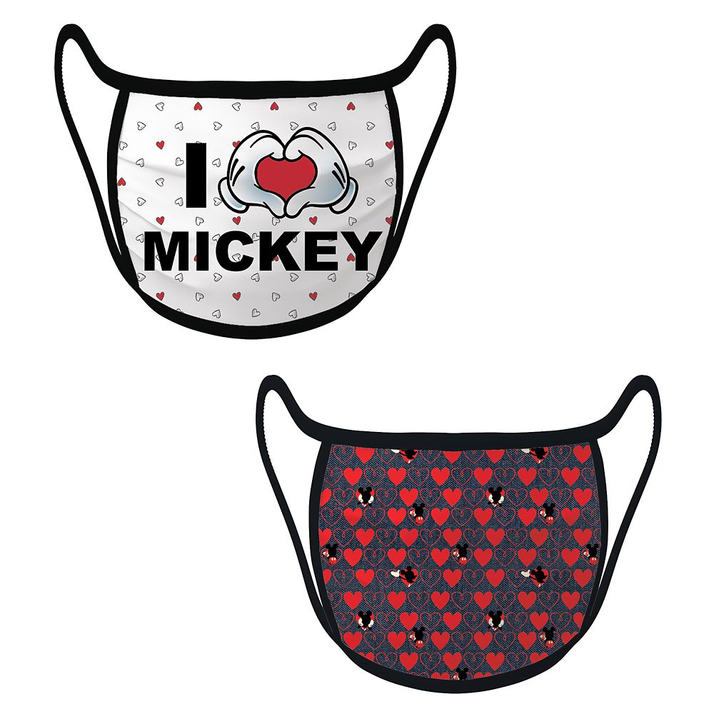 Cloth Face Masks 2-Pack – Mickey Mouse Hearts – Limited Release here now
