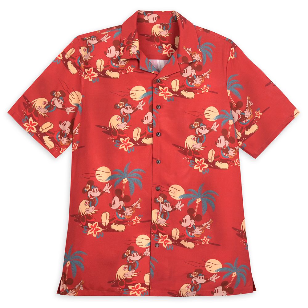 Mickey and Minnie Mouse Tropical Woven Shirt for Adults