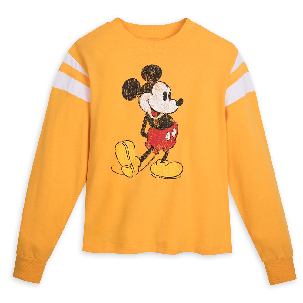 Mickey Mouse Semi-Cropped Pullover Top for Adults – Yellow