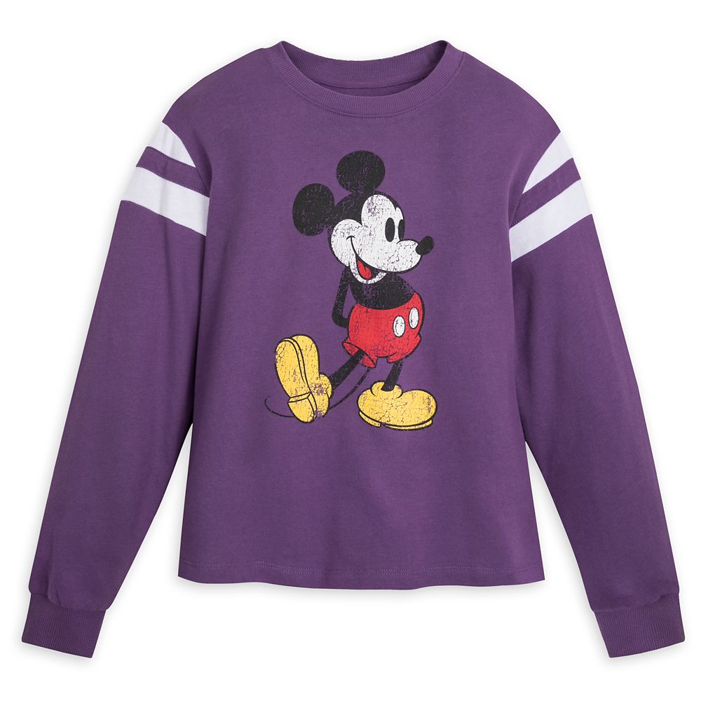 Mickey Mouse Semi-Cropped Pullover Top for Adults – Purple