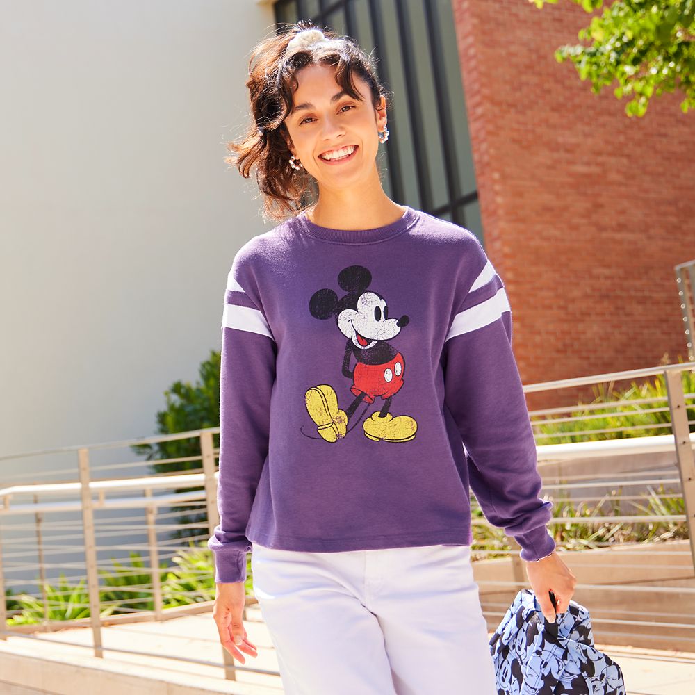 Mickey Mouse Semi-Cropped Pullover Top for Adults – Purple