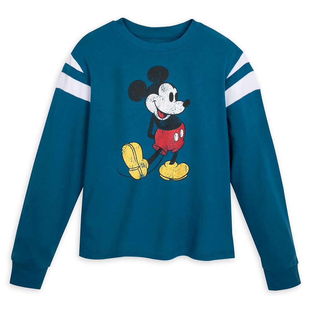 Mickey Mouse Semi-Cropped Pullover Top for Adults – Blue