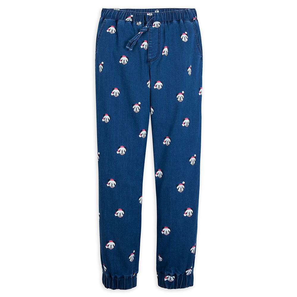 Mickey and Minnie Mouse Holiday Denim Jogger Pants for Adults Official shopDisney