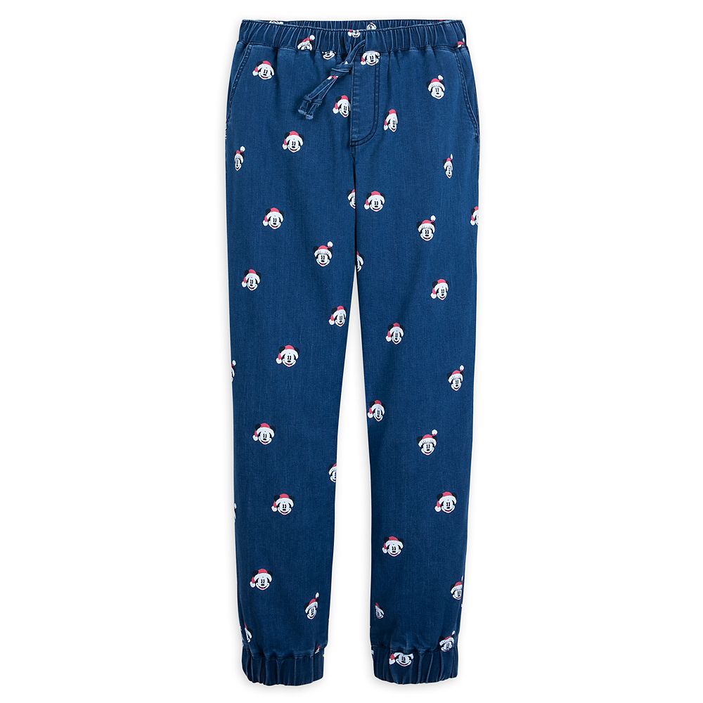 Mickey and Minnie Mouse Holiday Denim Jogger Pants for Adults