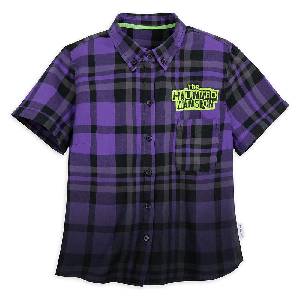 Hitchhiking Ghosts Woven Plaid Shirt for Women by Her Universe – The Haunted Mansion is here now