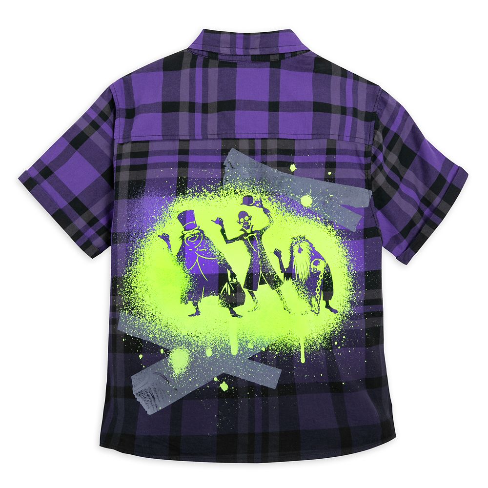 Hitchhiking Ghosts Woven Plaid Shirt for Women by Her Universe – The Haunted Mansion
