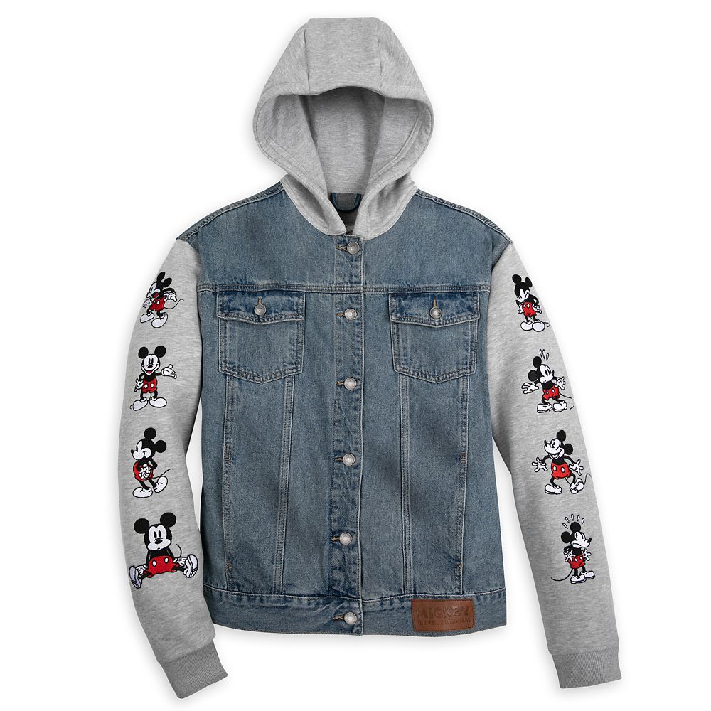 Mickey Mouse Hooded Denim Jacket for Adults