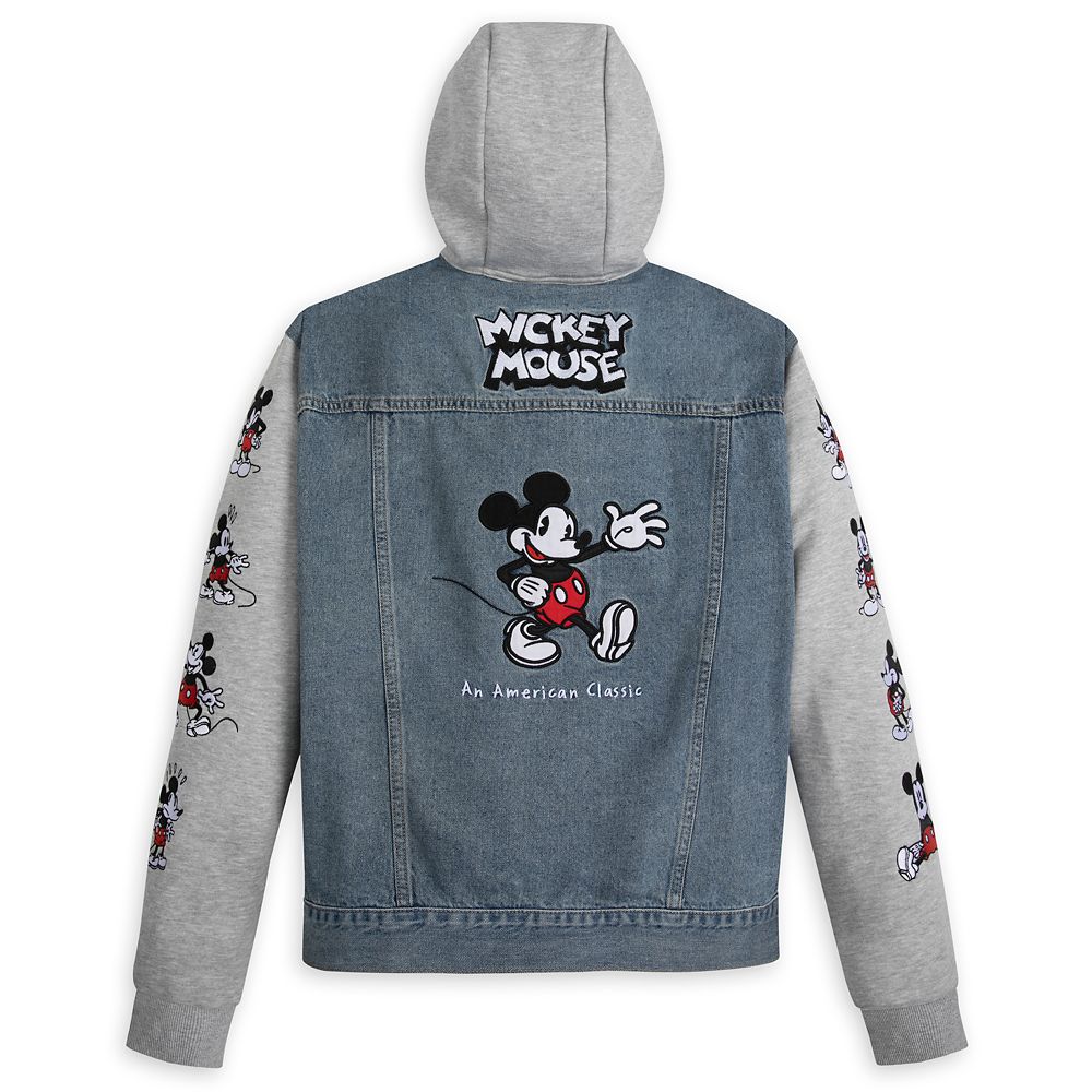 Mickey Mouse Hooded Denim Jacket for Adults