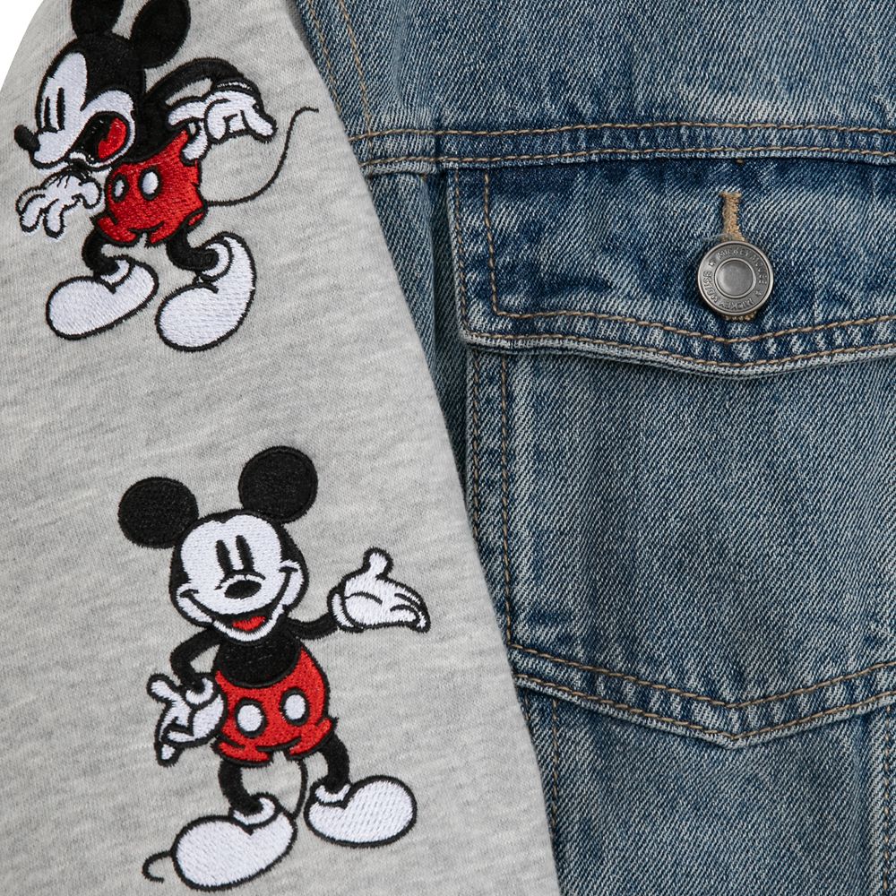 Mickey Mouse Hooded Denim Jacket for Adults