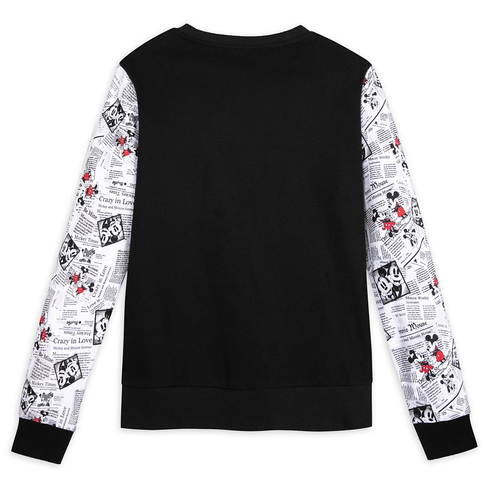 Mickey and Minnie Mouse Newsprint Long Sleeve T-Shirt for Adults