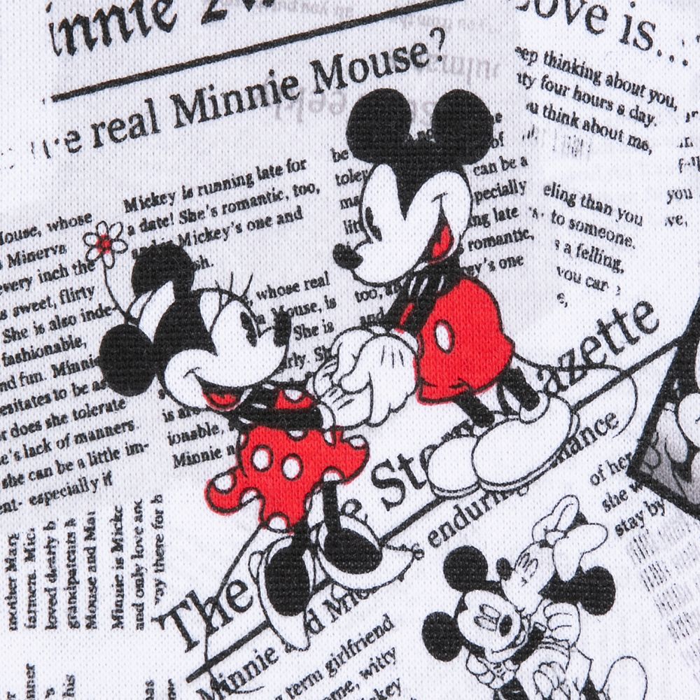 Mickey and Minnie Mouse Newsprint Long Sleeve T-Shirt for Adults