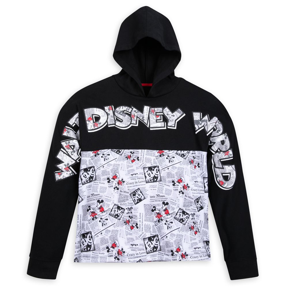 Mickey and Minnie Mouse Newsprint Pullover Hoodie for Women – Walt Disney World